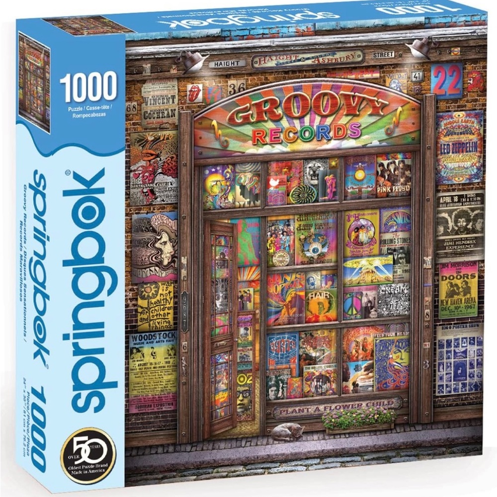 •Springbok 1000pc. ‘Groovy Records’ Puzzle EUC